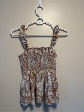 Smocked Paisley Print Tank Top